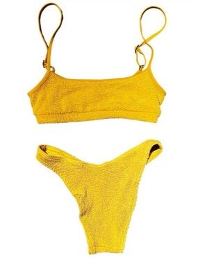 BOUND by bond-eye textured yellow bikini square neck high cut bottoms
